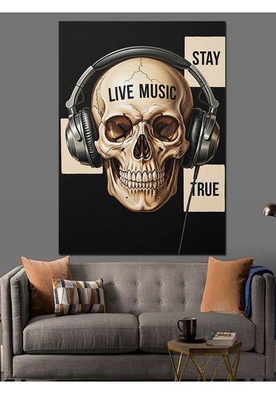 Karizma Tablo Kulaklıklı Canlı Müzik Posteri Dekoratif Kanvas - Mdf Ahşap Tablo