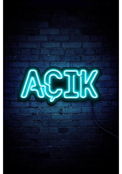 Açık Yazısı Neon Led Dükkan - İşyeri - Kapı Yazısı Mavi Mavi