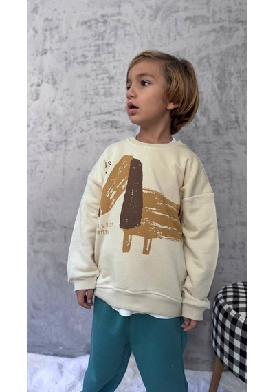 Cg Kids Dog Temalı Mükemmel Baskı Renk Kalitesi Erkek Çocuk 3 İplik Alt Üst Takım Mint Yeşili Cg Kids Dog Temalı Mükemmel Baskı Renk Kalitesi Erkek Çocuk 3 İplik Alt Üst Takım Mint Yeşili