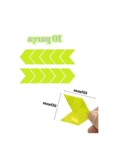 10 Adet Yansıtıcı Sticker Seti, Limon Sarı Renk İle Tüm Araçlar İçin Abanoz