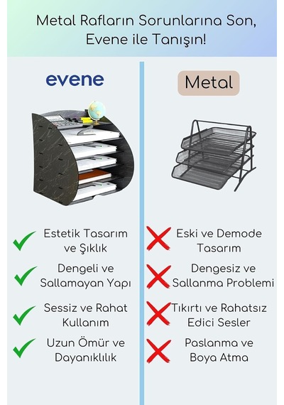 Tr Dosya Düzenleyici Masa Üstü Organizer Ahşap Evrak Rafı Siyah Mermer Renk Model 36, Eorganizer36 Genel