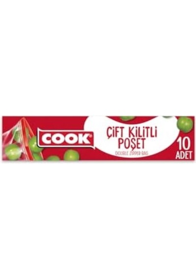 Çift Kilitli Buzdolabı Poşeti, Küçük Boy, 19 X 25 Cm, 10 Yaprak, Zip Kilit