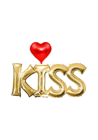 Sevgililer Günü Küçük Gold Kıss Folyo Balon Set 4 Küçük Kırmızı Kalp Folyo Balon Ekru
