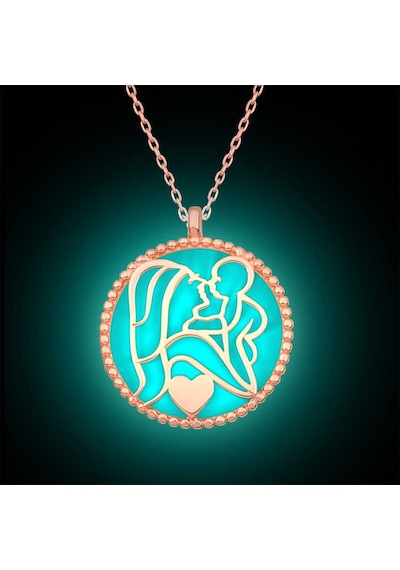 Gümüş Fosforlu Rose Anne Çocuk Sevgisi Kadın Kolye Rose Gold