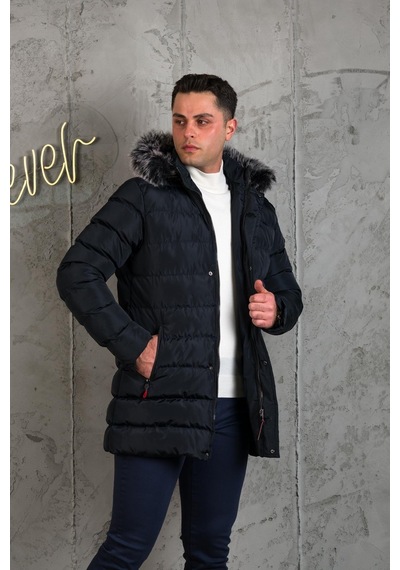 Slimfit Kapşonlu Içi Astarlı Erkek Spor Kapitone Mont 001