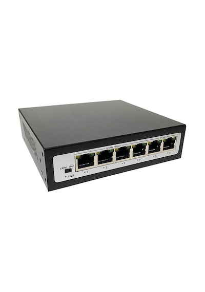 4 Port Ethernet PoE Switch, 6 Port (4+2) - 4 PoE Ports + 2 Uplink
