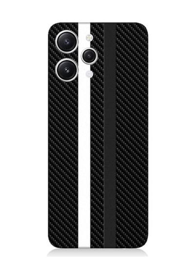 Xiaomi Redmi 12 Uyumlu Siyah Beyaz Karbon Motif Desenli Silikon Kılıf