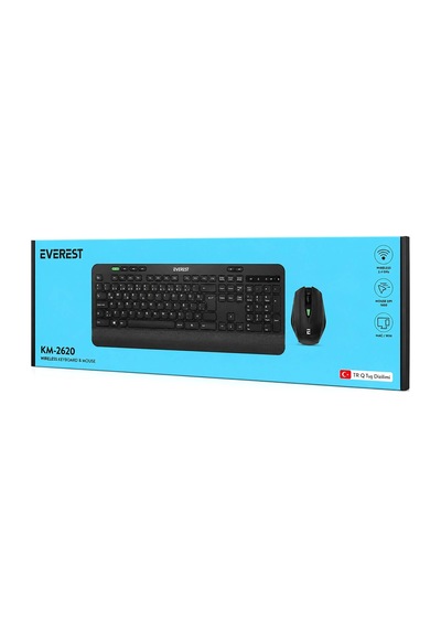 Kablosuz Klavye - Mouse Seti Siyah Usb - Sessiz - Switch Q Klavye Km-2620 Bx40