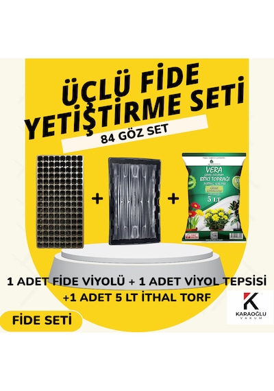 Fide Viyolü Viyol Tepsisi Ithal Torf Üçlü Set Fide Yetiştirme Seti Seçim Yapınız 84 Göz Kare