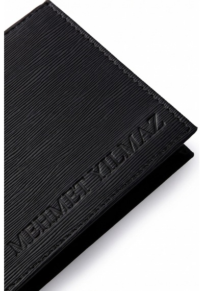 Vanilla Collection Deri Cüzdan Kişiye Özel İsim Basklı-9 Kart-bozuk Para Bölmeli Kelebek Model Siyah Cüzdan