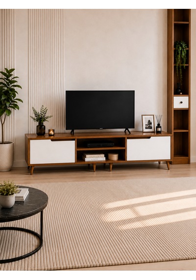 Loviano 180 Cm Tv Ünitesi 2 Kapaklı Atlantik Çam - Beyaz Beyaz - Çam