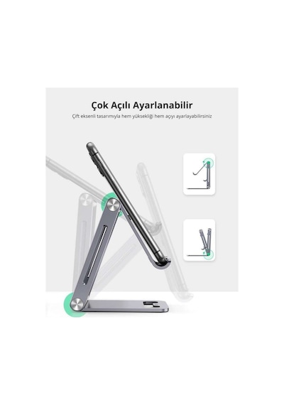 Ugreen Alüminyum Masaüstü Telefon Tablet Tutucu Stand Gri