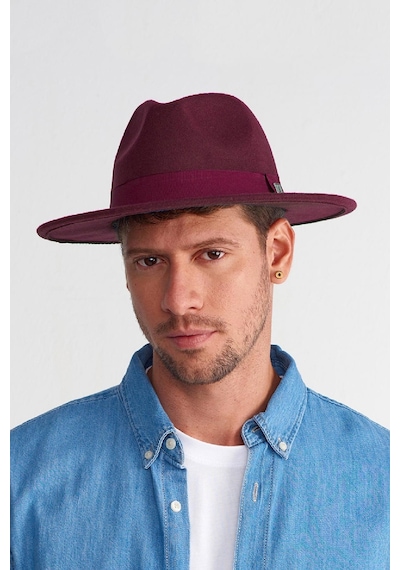 Külah Erkek Ayarlanabilir Bordo Fedora Şapka - Bordo