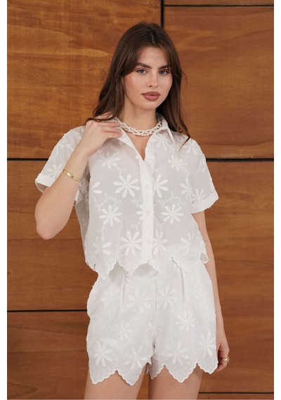 Verymoda Nakışlı Gömlek D2858 Krem