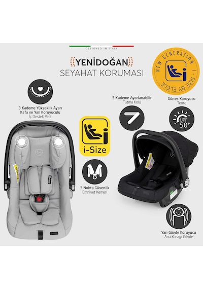 Elele Flight 2 Kabin Tipi Travel Sistem Bebek Arabası Siyah