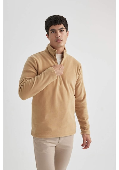 Defacto Regular Fit Yarım Fermuarlı Sweatshirt B7846axnsbg749 Bej
