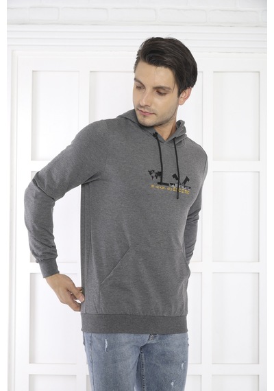 Escetic Spor Erkek G3 Melanj Cepli, Kapüşonlu Sweatshirt-4173