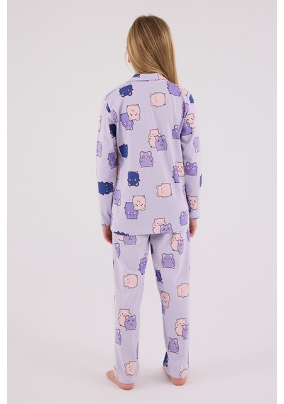 Rolypoly Kız Çocuk Mor Gömlek Pijama Takımı 5274-48707 Mor