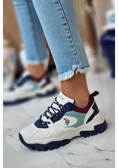 U.s. Polo Assn. Tracky Memory Foam Kadın Sneakers Ayakkabı 867800000740 231 Beyaz-mavi Beyaz-mavi