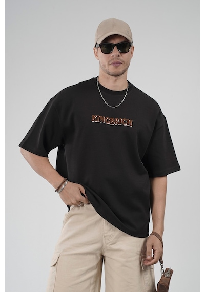 King-Brich Oversize Kalıp Kingbrich Baskılı Tişört Siyah