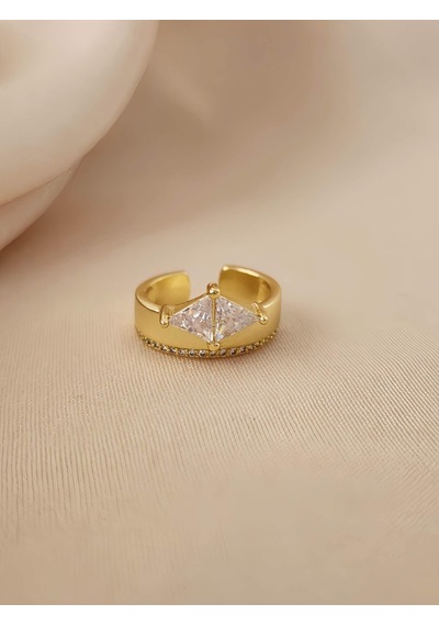 Baget Tektaş Model Eklem Kıkırdak Kemik Ayarlanabilir Altın Renkli Yüzük Gold