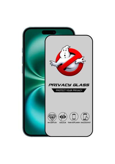 Apple iPhone Uyumlu 16 Plus Tam Kaplayan Privacy Hayalet Temperli Ekran Koruycu Cam