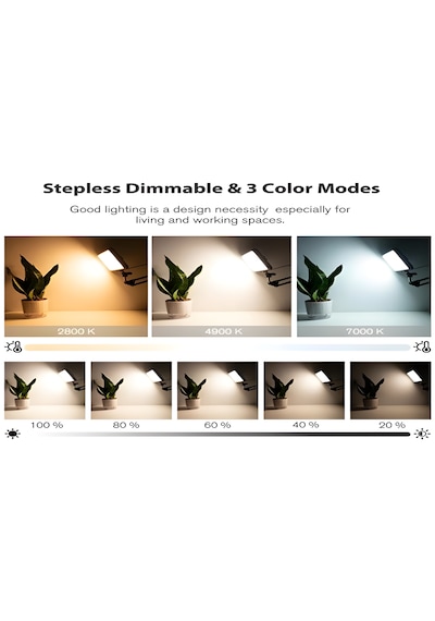Smayling Masaüstü Led Panel Işık Ayarlanabilir Metal Kol 70 Cm , 3 Renk Modu, Kademesiz Dimmer, Video Konferans Yayın Çalışma Aydınlatma Lambası