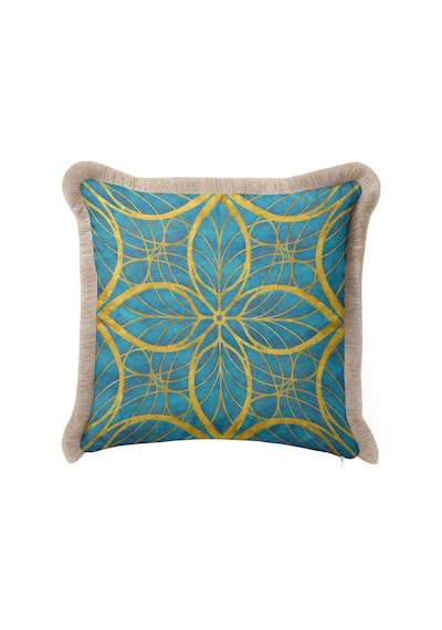 Geometrik Art Deco Mavi Mandala Saçaklı Yastık Kılıfı - Turkuaz Etnik Krem Püsküllü Kırlent Kılıfı Kayıp Esinti Halo Geometrik Art Deco Mavi Mandala Saçaklı Yastık Kılıfı - Turkuaz Etnik Krem Püsküllü Kırlent Kılıfı Kayıp Esinti Halo