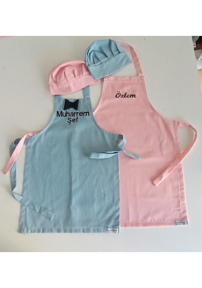 Moms And Babies Anne Kız-erkek Çocuk Mutfak Ve Etkinlik Önlüğü Pembe 0-12 Yaş Beden Su İtici Kumaş İsme Özel Mavi Pembe