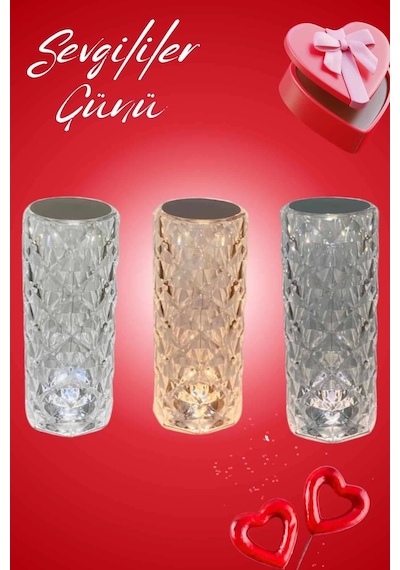 Sevgililer Günü İçin Hediye Kristal Lamba Sevgiliye Hediye Usb Şarjlı Gece Lambası Çok Renkli