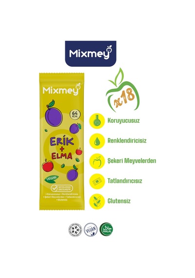 Erik Meyve Barı 18 Adet Atıştırmalıklar Vegan, Glutensiz, Koruyucusuz 20gr X 18 Adet