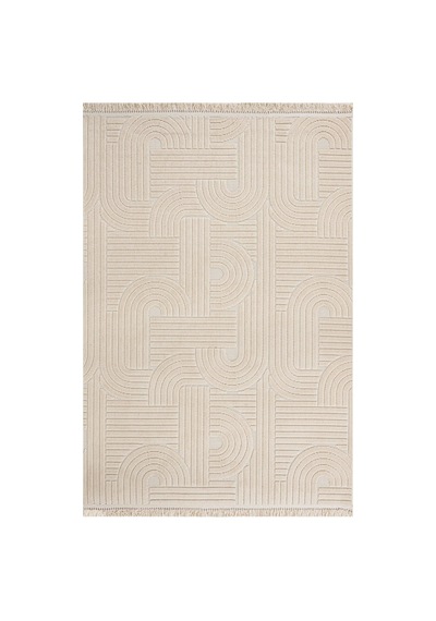Bespoky Amelie Dizayn Geometrik Modern Salon Halısı Makine Dokuma Bej