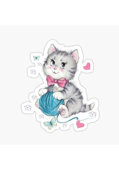 Ufak Bebek Kedi Araba Oto Sticker Etiket Renkli A2