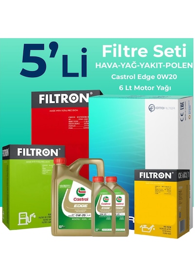 Filtron Ford Kuga 1.5 Dizel Manuel Filtre Bakım Seti Castrol Motor Yağlı (2019-2023) 5 Li