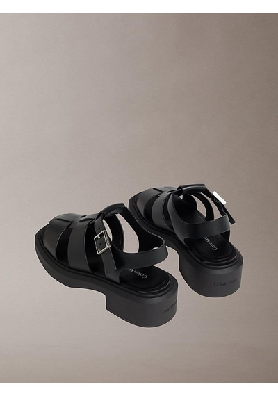 Calvin Klein Kadın Chunky Fisherm Deri Sandalet-14955 Siyah