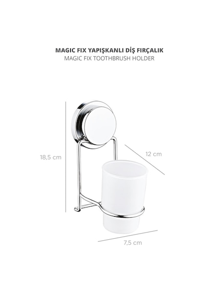 Okyanus Home Magic Fix Sihirli Yapışkan Krom Diş Fırçalık Krom