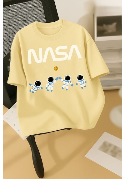 Nasa Baskılı Unisex Tshırt Sari