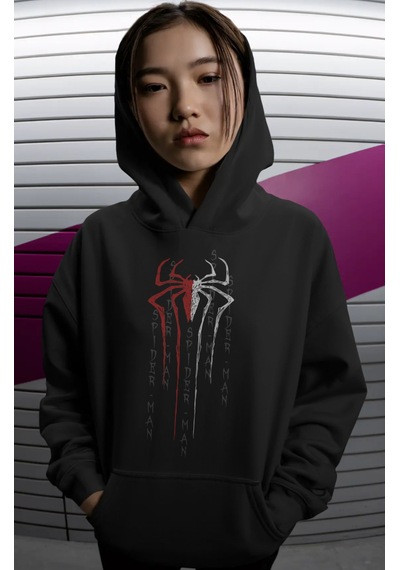 Sevbano Spider-man Örümcek Adam Logo Film Baskılı Unisex Oversize Premium Siyah