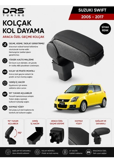 Suzuki Swift 2005 - 2017 Kolçak Kol Dayama Siyah