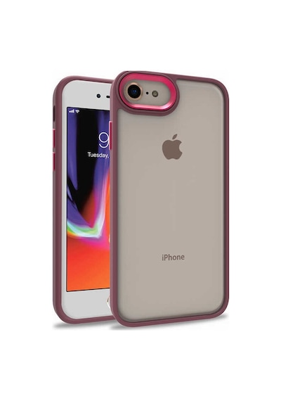 Apple Uyumlu iPhone 7 Metal Kamera Korumalı Arkası Şeffaf Silikon Kılıf - Mavi