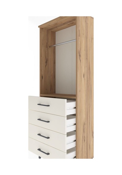 Arges Dolap Tek Raflı 4 Çekmeceli Tek Askılı 60x30x163 Çam-ay... Çam