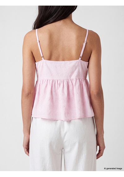 Lcw Vision Pembe İp Askılı Brode Peplum Bluz