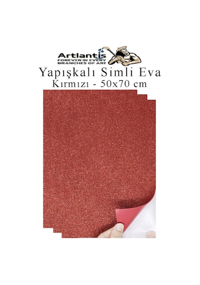 Artlantis Kırmızı Yapışkanlı Simli Eva 50x70 Cm 3 Adet
