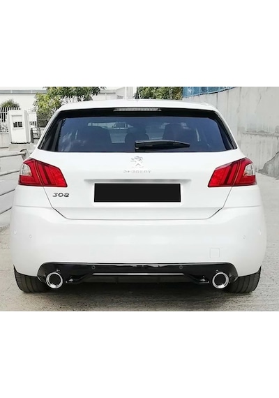 Peugeot 308 Uyumlu Race Difüzör Piona Black + Egzoz Ucu Kromlar 2013 Ve Üzeri