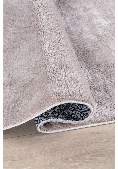 Vl Comfort Peluş Halı Gri Overloklu Kahverengi