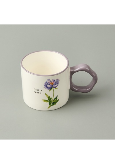 Kitchen Çiçek Desenli Kupa - Beyaz / Mor - 310 Ml Renkli