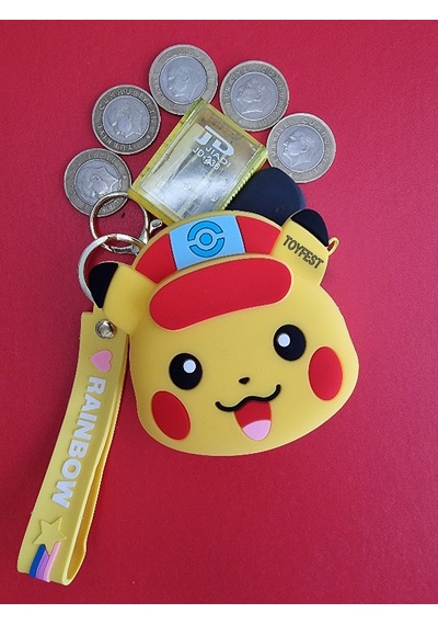 Pokemon Pikachu Figürlü Yumuşak Silikonlu Fermuarlı Mini Cüzdan Anahtarlık Çanta Süsü Model 2- 10 Cm