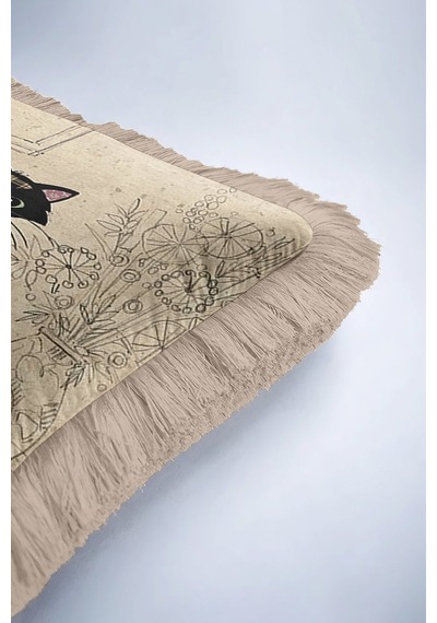 Vintage Patchwork Kedi Saçaklı Yastık Kılıfı - Samimi Country Bej Çiçekli Püsküllü Kırlent Kılıfı Metalik Kumlu Bej Vintage Patchwork Kedi Saçaklı Yastık Kılıfı - Samimi Country Bej Çiçekli Püsküllü Kırlent Kılıfı Metalik Kumlu Bej