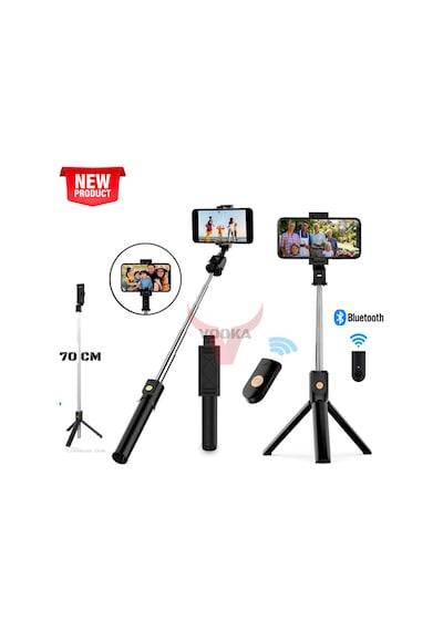 Bluetooth Kumandalı Selfie Çubuğu & Tripod 70 Cm