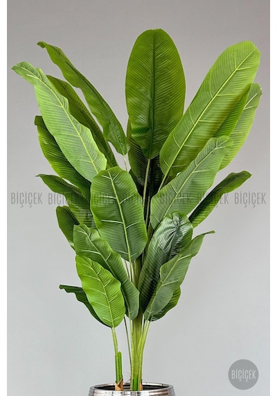 Biçiçek Yapay Starli̇ce 230 Cm Bambu Gövdeli̇ 22 Yapraklı Si̇yah Gümüş Cleopatra Saksıda